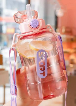 Пластиковая бутылка для воды 1000 мл. Розовая