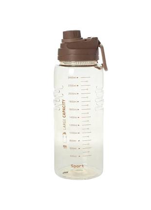 Пластиковая спортивная бутылка 1500 мл для питья. Коричневая