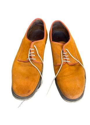 Замшевые мужские туфли оранжевого цвета ZARA! 43 размера. Б/У
