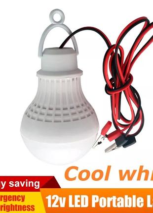 Світлодіодна LED лампочка 12V з крокодилами до аккумулятора 5W