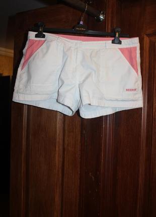 Шорты reebok белые с розовыми вставками спорт спортивные шортики