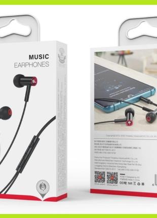 Наушники с микрофоном XO EP49 metal in-ear 3.5mm earphone Blac...