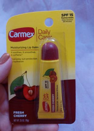 Carmex daily care, увлажняющий бальзам для губ, вишня, spf 15,...