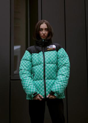 Куртка пухова TNF Gucci зелена жіноча
