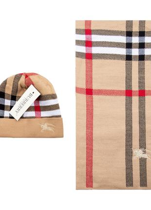 Комплект теплый мужской шапка + шарф коричневый вязаный зимний...