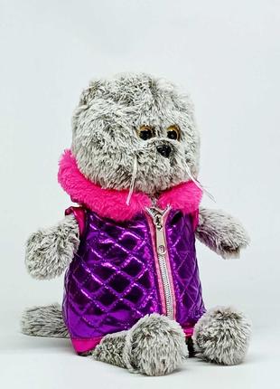Мягкая игрушка Копиця кот Басик в фиолетовой куртке 33 см 00067-5