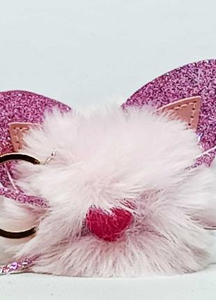 Брелок меховой Shantou "Блестящие ушки" 7 см розовый 97655-987...