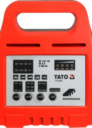 Зарядное устройство 6/12 V, 8 А, 5-200 Ah, YT-8301 YATO
