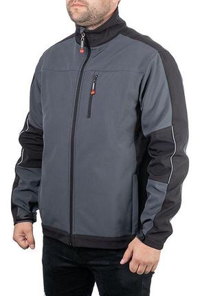 Куртка SOFTSHELL темносеро-чорна, тришарова, тканина стрейч SO...