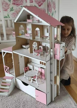 Дом для куклы Барби и ЛОЛ с лифтом, с мебелью, Кукольный домик...