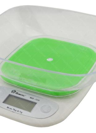 Электронные кухонные весы с чашей на 7 кг Domotec MS-125 Green NS