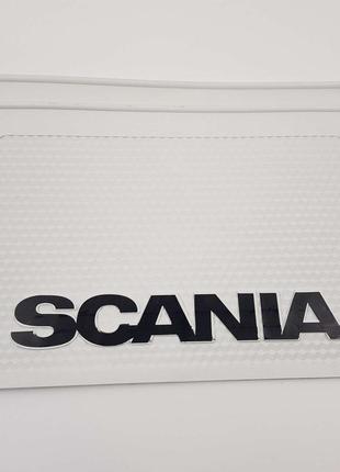 Брызговик с надписью SCANIA 400x650mm Белый выпуклый 3D
