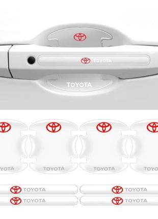 Защитные накладки под ручки дверей с логотипом TOYOTA (наклейк...