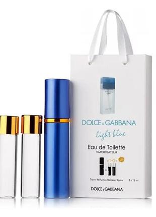Dolce gabbana light blue pour femme 3x15ml - trio bag