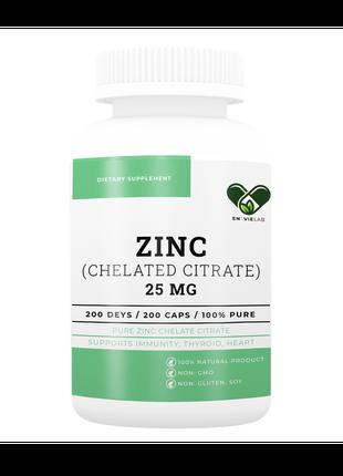 Цинк таблетки 25 мг 200 капсул Zinc Zitrate Chelated 25 mg Цин...