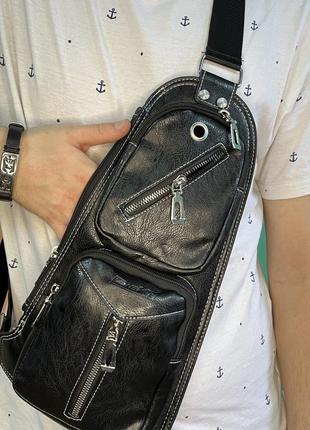 Стильная сумка мужская через плечо слинг из качественной экокожа