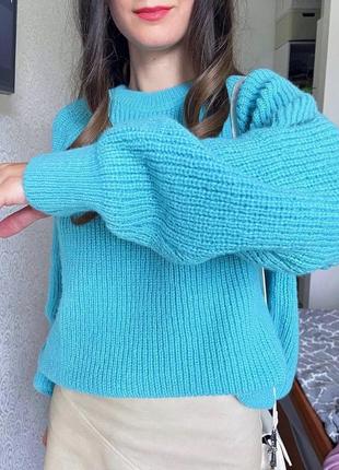 Очень теплый удлинённый свитер крупной вязки