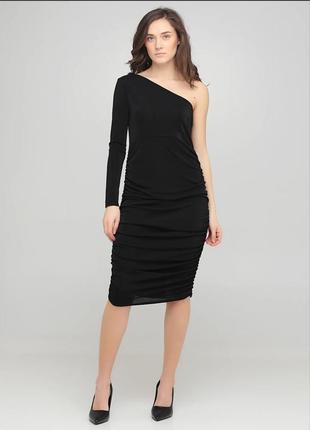 Черное платье на одно плечо 50 48 размер новое меди