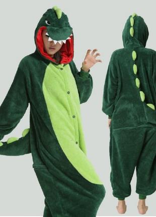 Пижама кигуруми динозавр (дракона) зеленый (m)