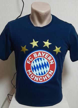 Шикарная хлопковая футболка синего цвета fc bayern munchen, мо...