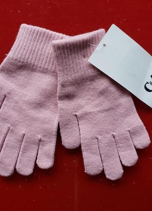 Перчатки c&a розовые  девочке 8-9-10-11-12 л 128-152 см кэжуал...
