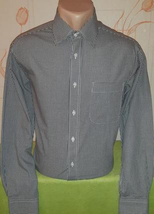 Стильная рубашка в клетку marks&spencer tailoring, pure cotton...