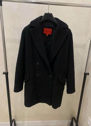 Пальто твидовое mango suit черное базовое