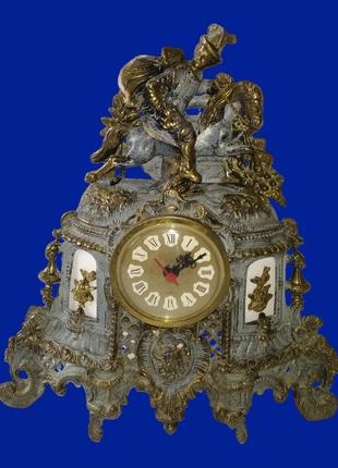 Бронзовий камінний годинник "Вершник" арт. 0425
