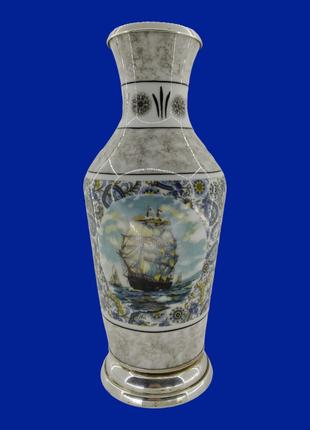 Японская фарфоровая ваза с клеймом и серебром арт. 0107