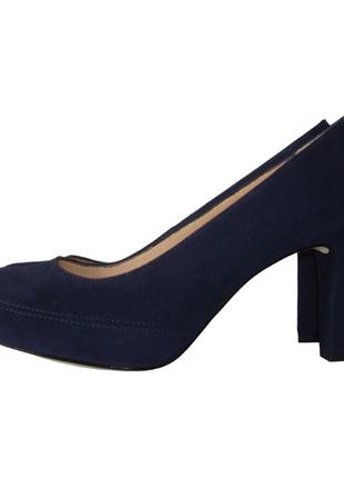 Туфли женские кожаные синие на каблуке Unisa (061) 41р.