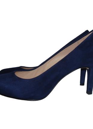 Туфли женские кожаные синие на каблуке Unisa (074) 37,38,39р.
