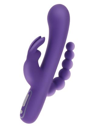 Вибратор-кролик с анальной елочкой Toy Joy фиолетовый, 21.5 х ...