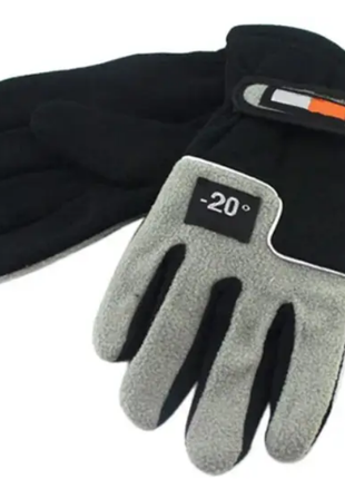 Чоловічі зимові теплі флісові термальні рукавички Чорні