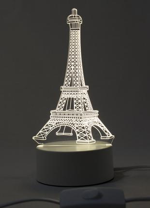 3D светильник, ночник, Париж, белый (3 оттенка), 220В