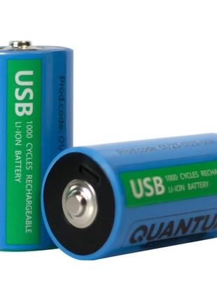 Аккумуляторы литий-ионные Quantum USB Li-ion D 1.5V, 5200mAh p...