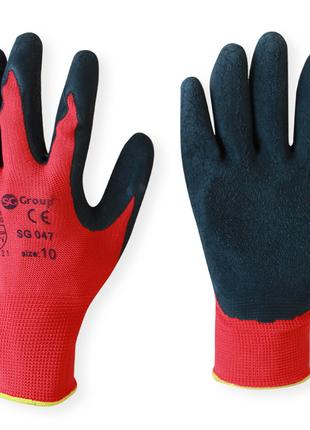 Трикотажные обливные перчатки SG-047, покрытые резиновым покры...