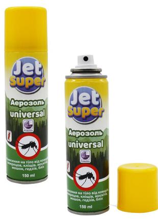 Аэрозоль от комаров JET SUPER 150ml repellent Universal 4 часа