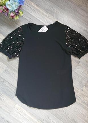 Красивая черная блуза  р.46/48 блузка кофточка кофта