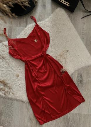 Shein красное платье, платье с разрезом мини облегающая