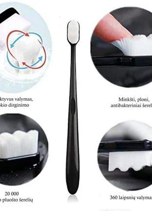 СУПЕР Зубна  щітка NANO CLEANSER 22000 мікро-щетинок 18 см чорна