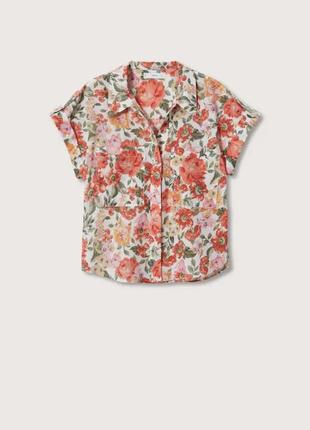Блуза рубашка с цветами mango