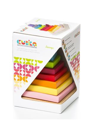 Дерев'яна різнобарвна пірамідка Кубика, Cubika, Левеня, LD-5, ...