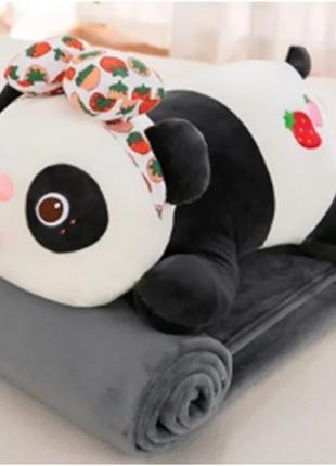 Мягкая игрушка панда с пледом, размер пледа 166х105 см, длина ...