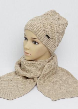 Зимняя шапка+шарф комплект ар
08 беж