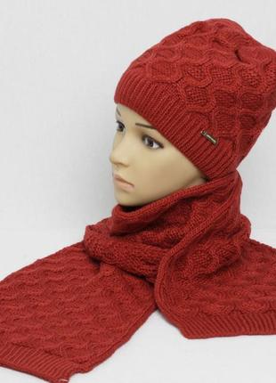 Зимова шапка+шарф  комплект ар 
08 терракот