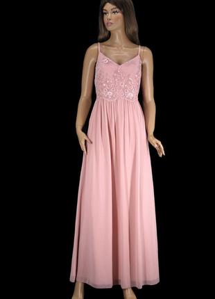 Новое брендовое вечернее платье макси "yumi" нежно-розового цв...