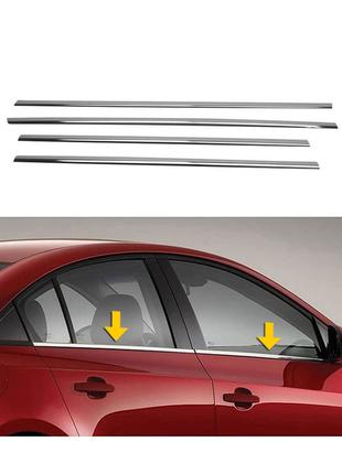 Окантовка вікон (4 шт, нерж) Седан для Mazda 3 2009-2013 рр