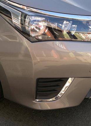 Накладки на противотуманки (2013-2016, нерж.) для Toyota Corolla