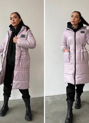 Женская удлиненная зимняя куртка пуховик пальто