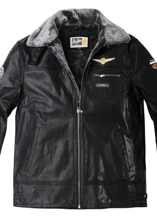 Replica jeans 3xl авиатор черная куртка мужская кожаная летная...